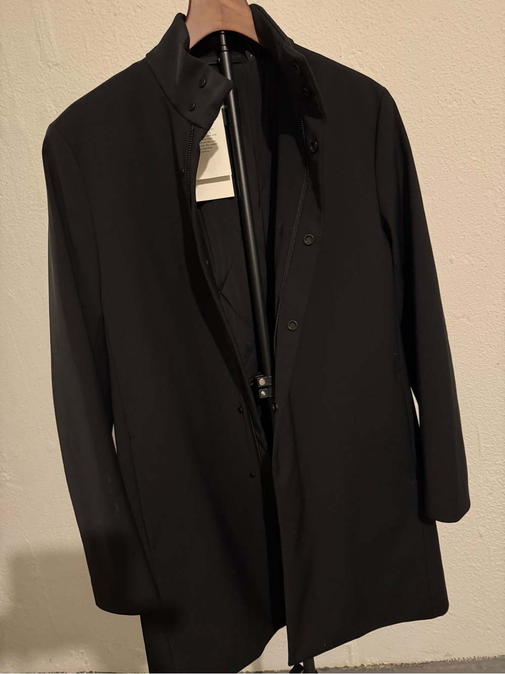 Theory Black Stand-Collar Trench coat